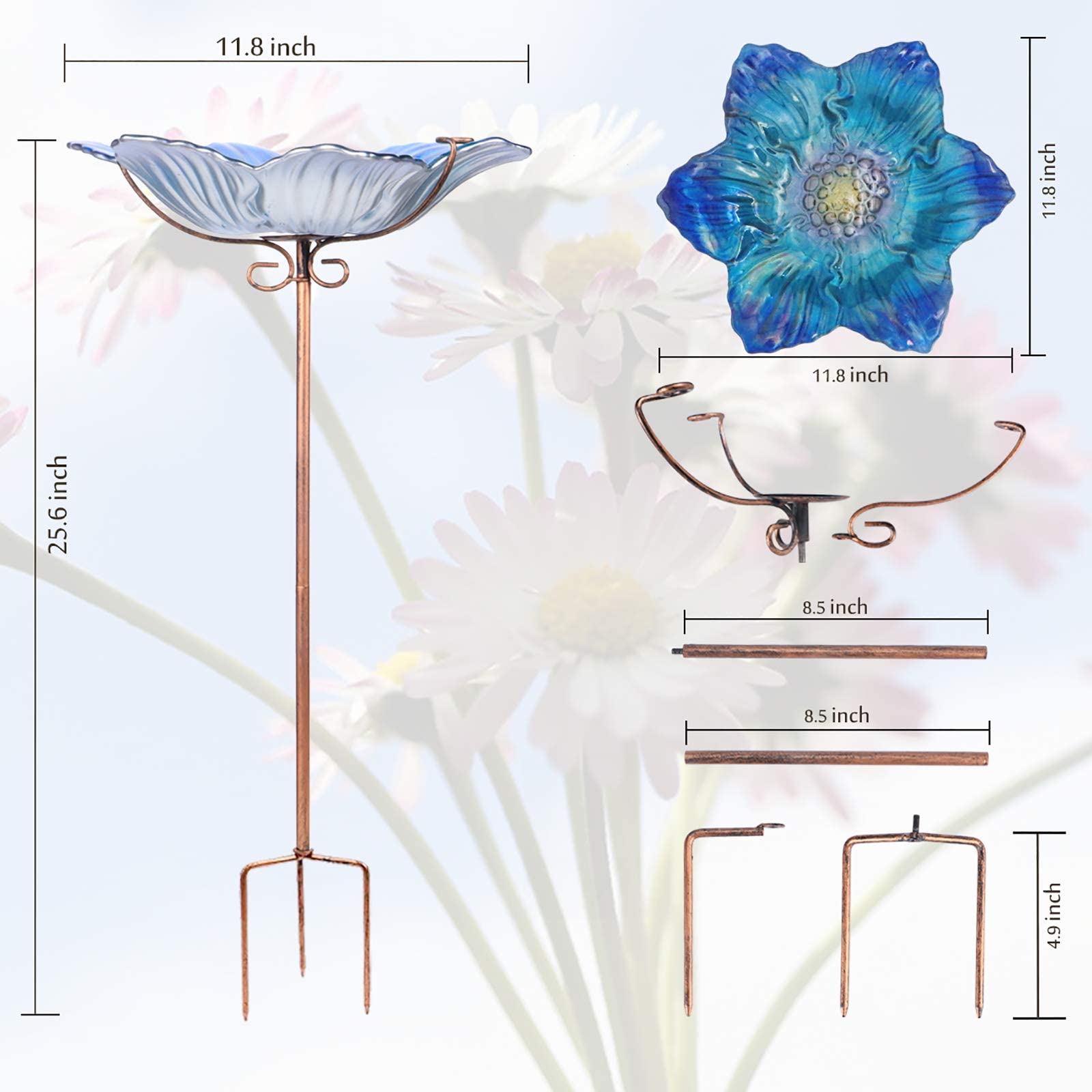 MUMTOP garden bird bath promotes bird activity and color in yard
