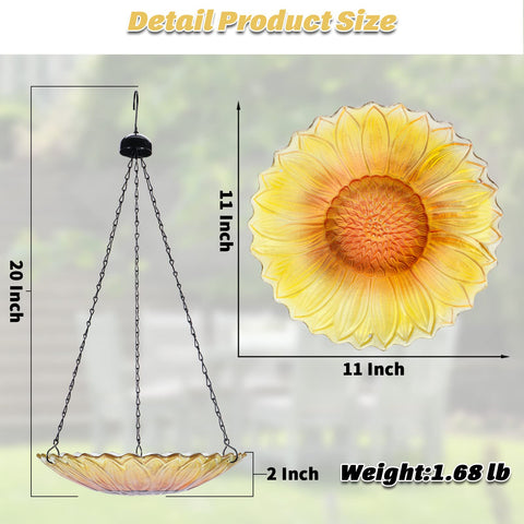 MUMTOP glass bird bath with water ripple rim adds shimmering charm to outdoors.