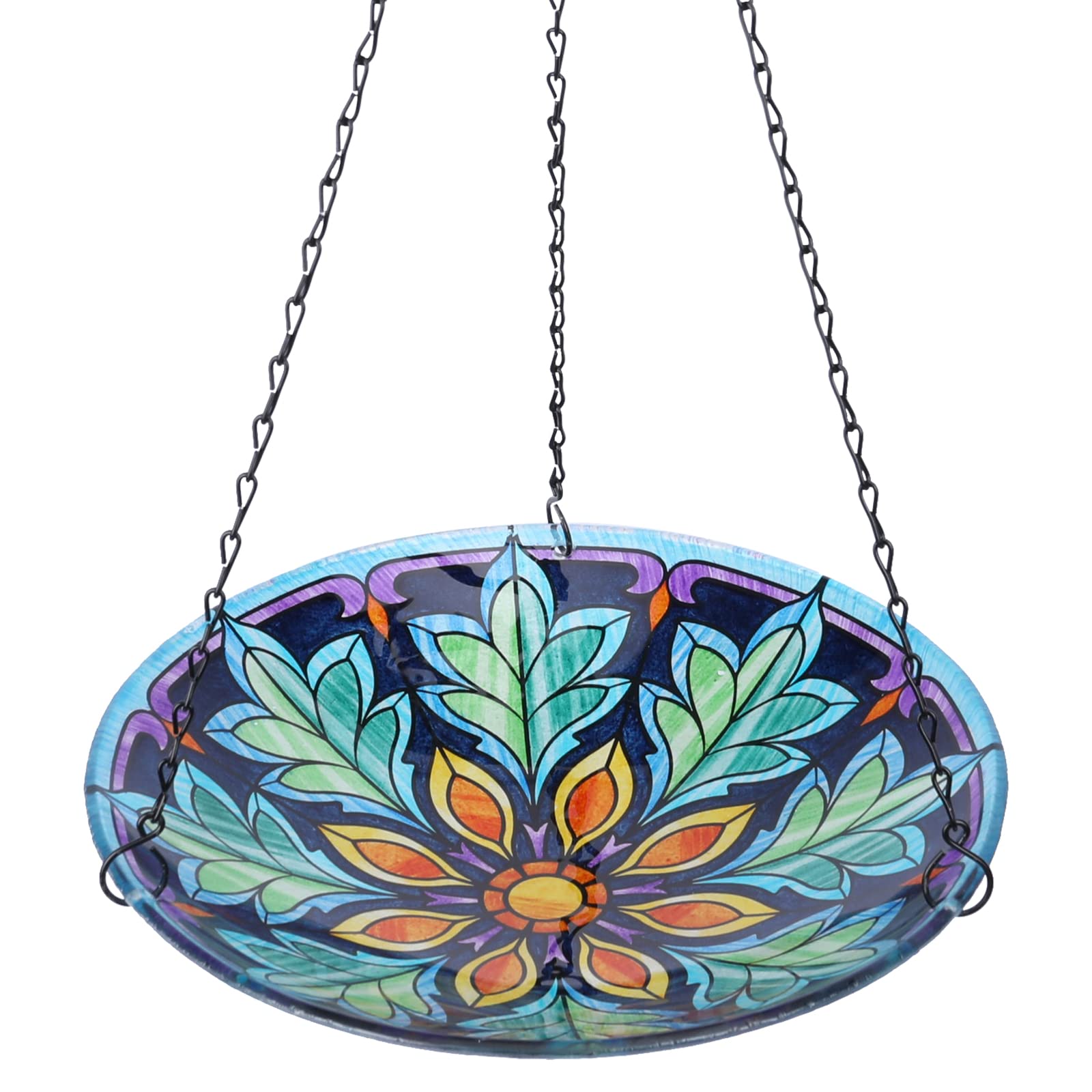MUMTOP kaleidoscope glass bowl bird bath with vibrant colors attracting birds
