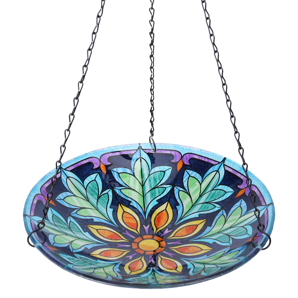 MUMTOP kaleidoscope glass bowl bird bath with vibrant colors attracting birds