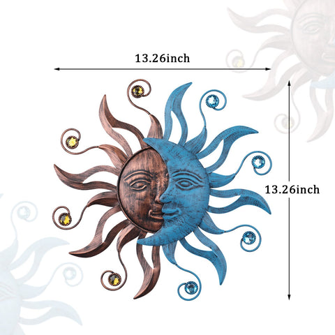 MUMTOP metal sun moon art in garden setting enhances curb appeal.