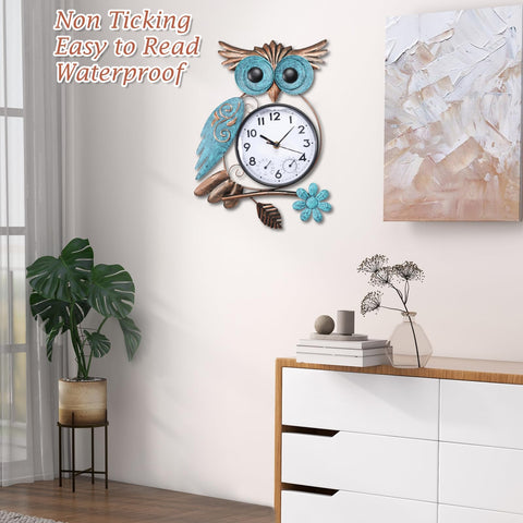 MUMTOP Owl outdoor clock with large numbers for easy reading from afar.