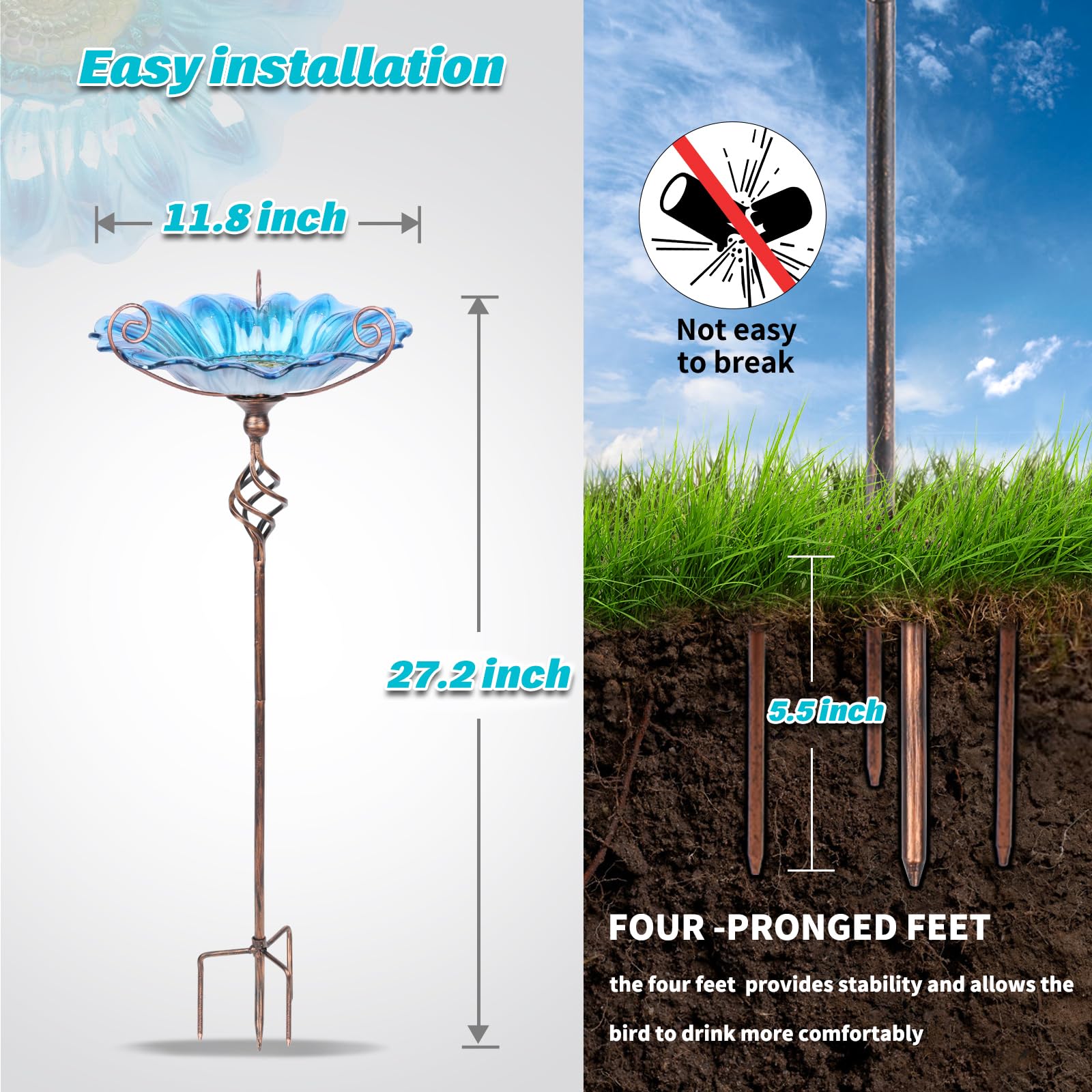 MUMTOP bird bath doubles as seed feeder for garden birds.