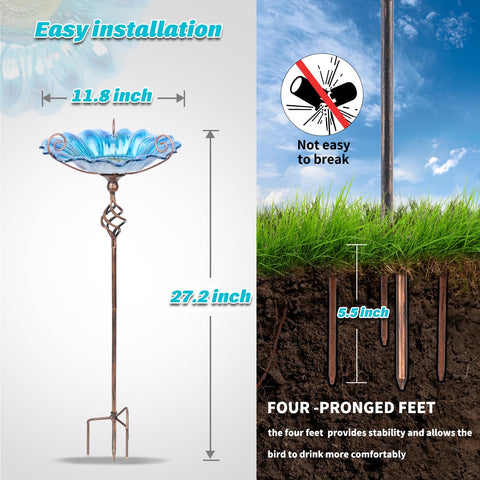 MUMTOP bird bath doubles as seed feeder for garden birds.