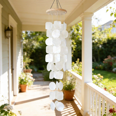 MUMTOP shell wind chime hanging near window for indoors.