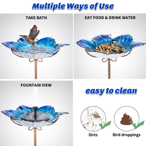 MUMTOP three-pronged base ensures stable bird bath setup