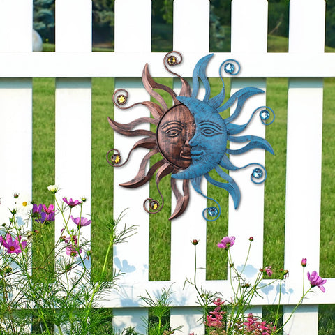 MUMTOP Sun Moon wall decor side view shows slim profile for balcony display.