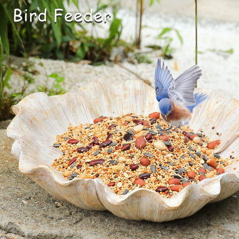MUMTOP resin bird bath provides a welcoming water feature for visiting birds.