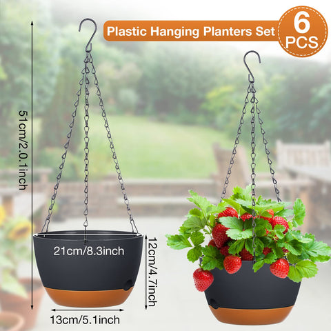 Mumufy 8in hanging planter with removable saucer keeps floors clean after watering.