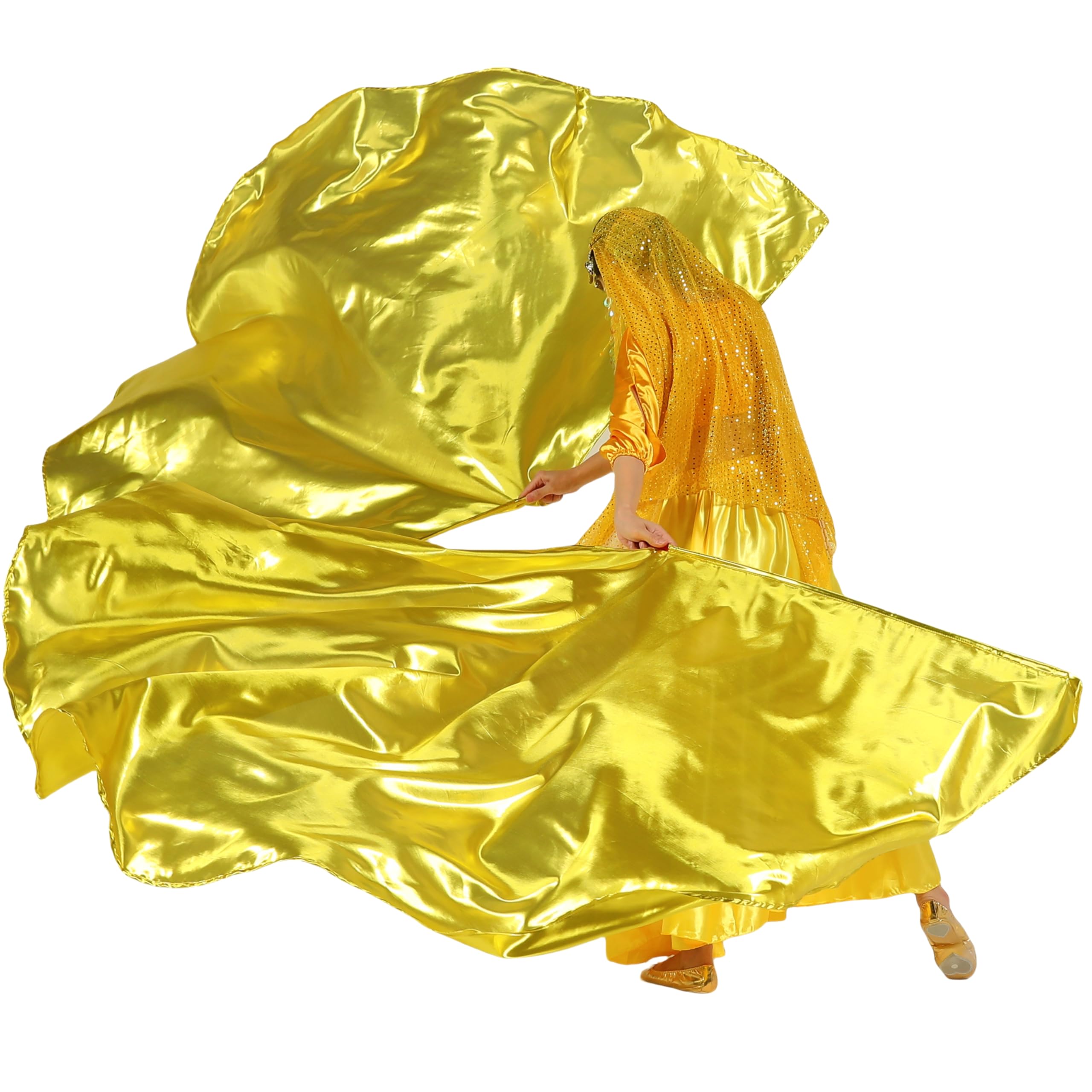 MUNAFIE Gold Worship Flags front view showcasing vibrant colors for stage performances.