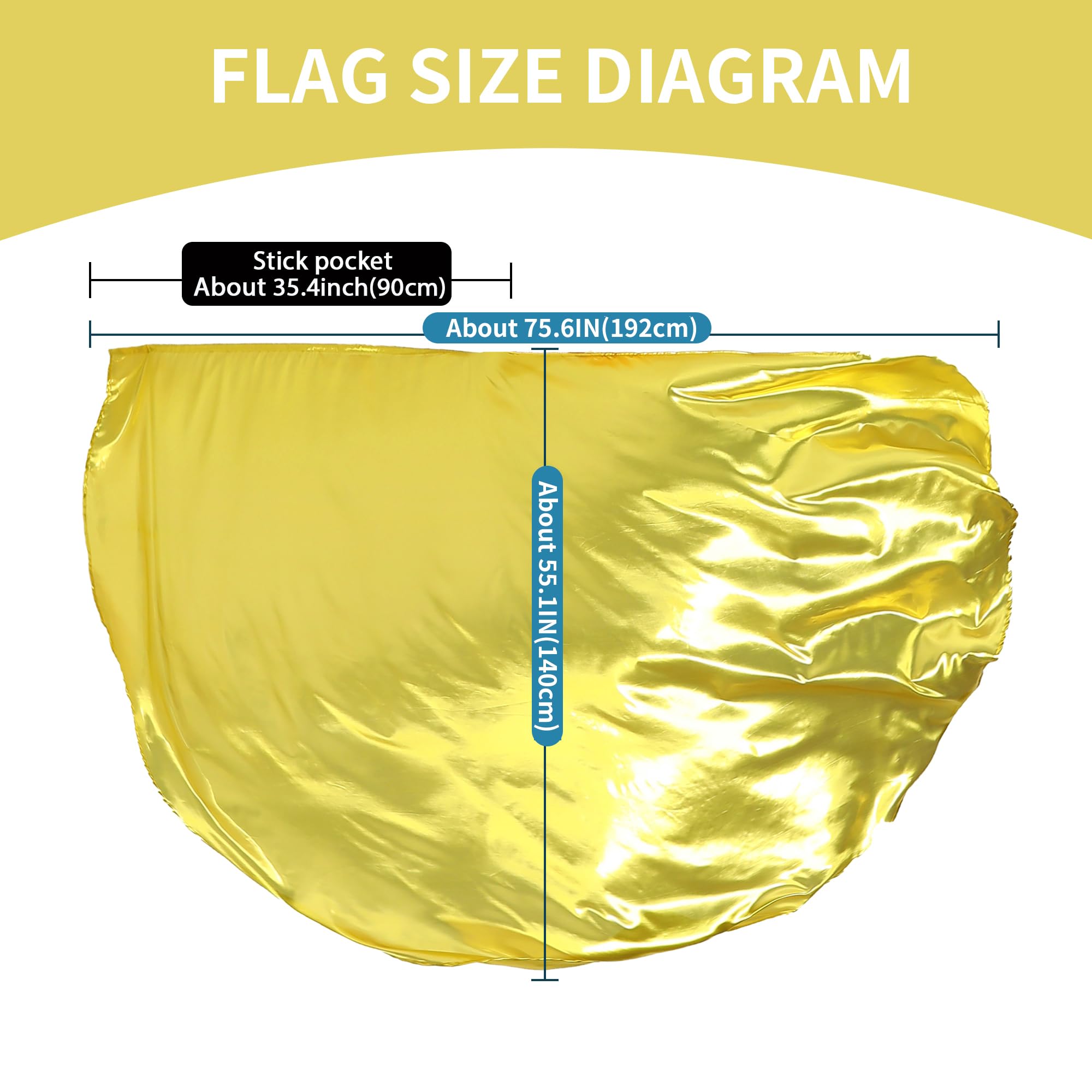 MUNAFIE Gold Worship Flags side view highlighting lightweight design for easy waving.