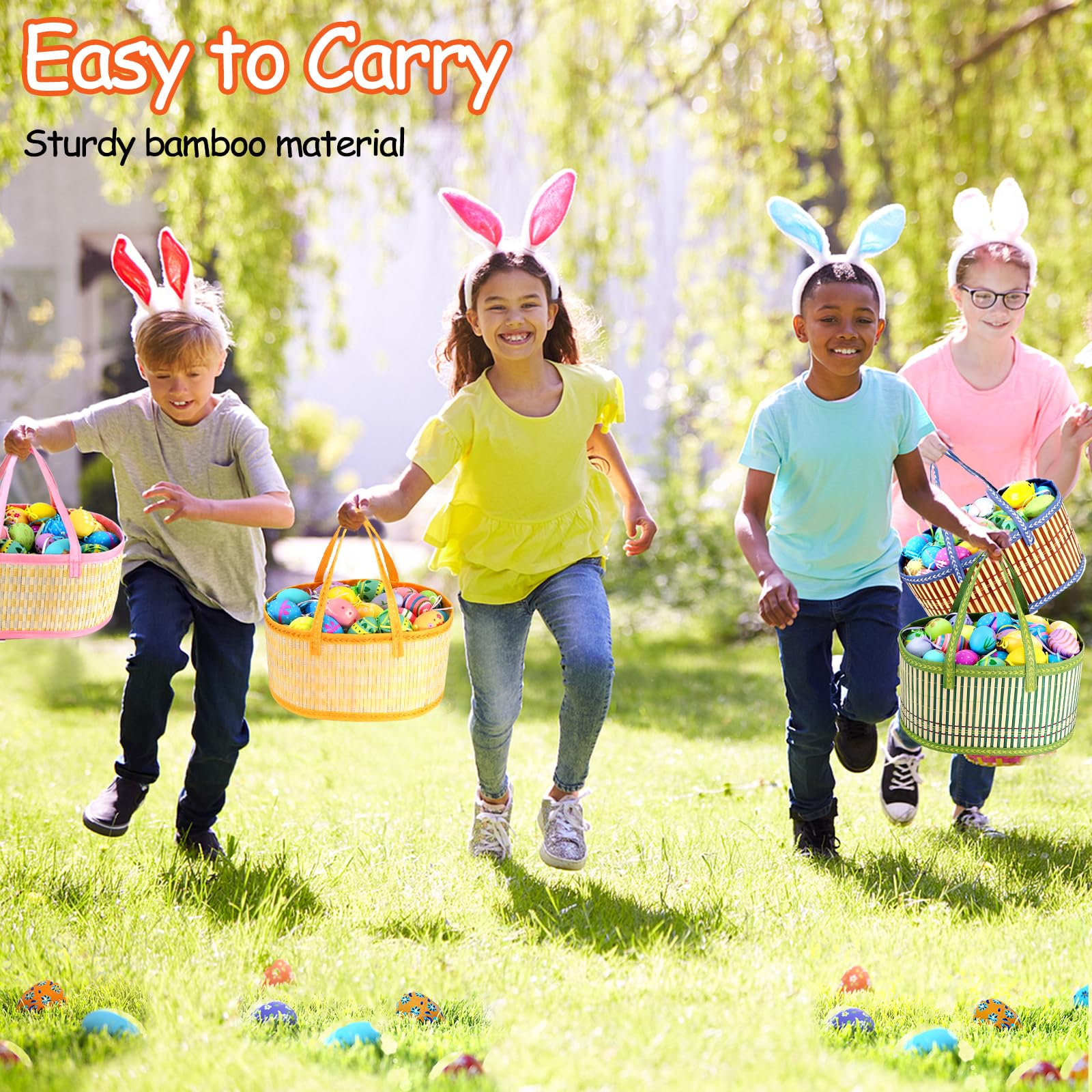 MUOUAKATE large capacity Easter basket for collecting eggs and toys.