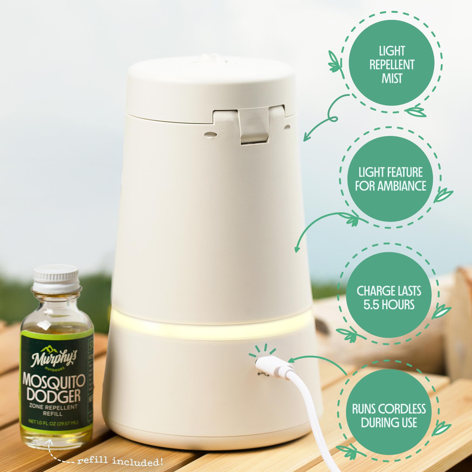 Murphy's Naturals Mosquito Dodger Zone pleasant fruit-herbal scent enhances outdoor moments.