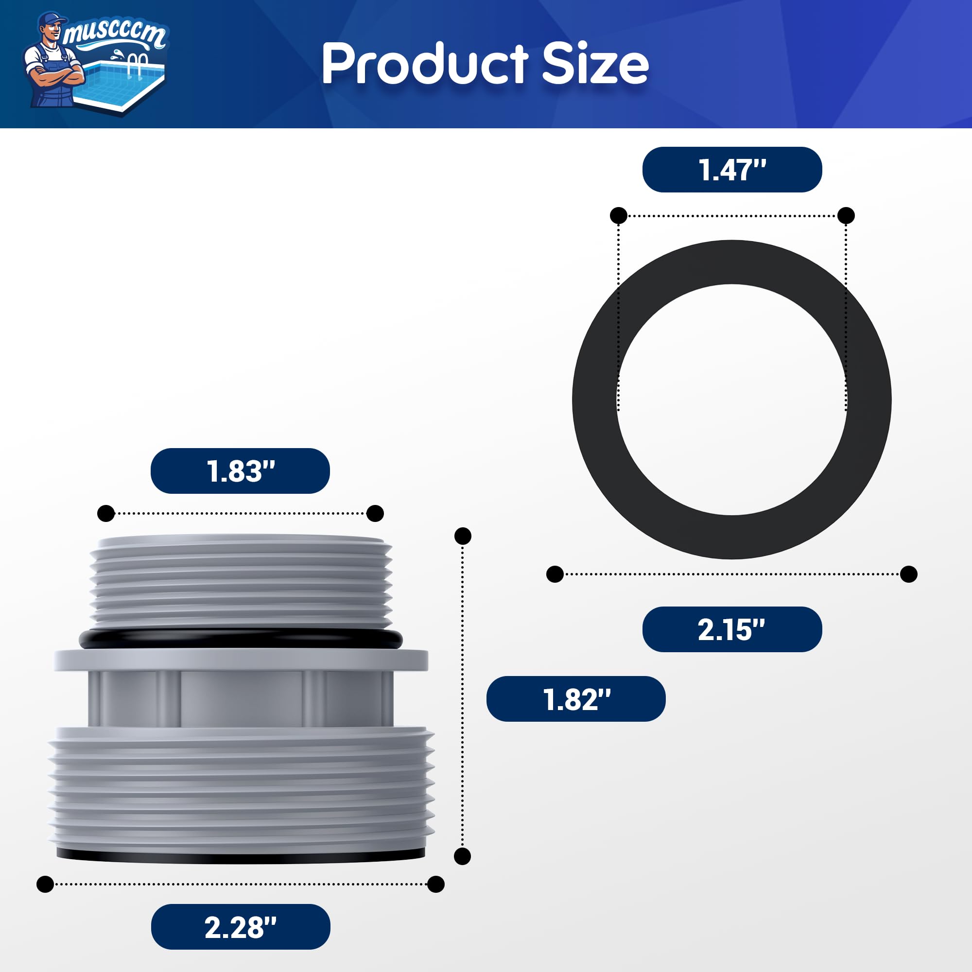 MUSCCCM pool hose conversion kit enables leak-free connections.