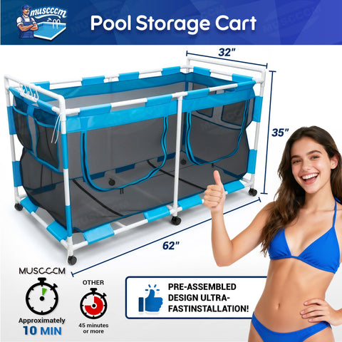 MUSCCCM pool storage bin—tool-free assembly in minutes.