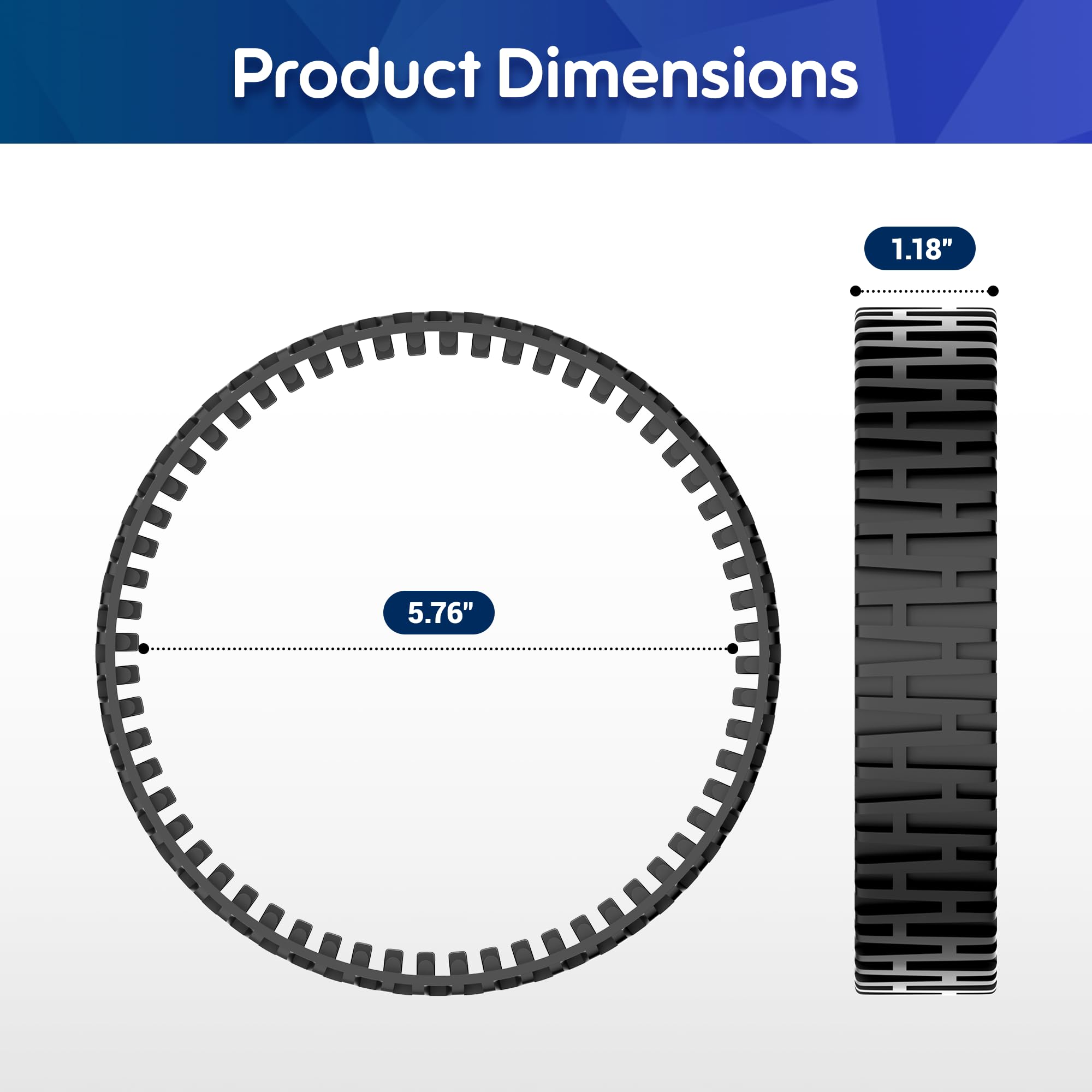 MUSCCCM R0916500 track V2 side view demonstrates enhanced traction on pool walls.