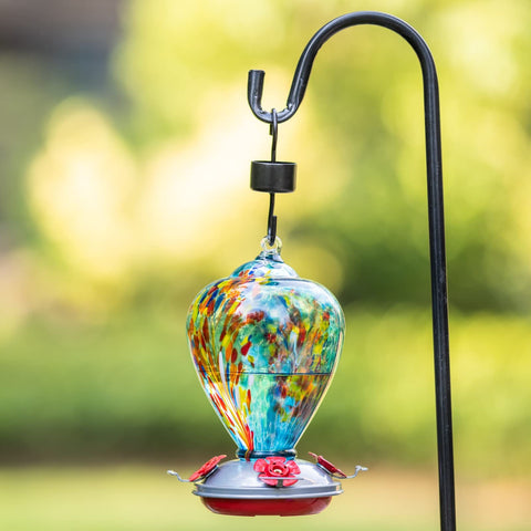 Muse Garden hanging hummingbird feeder with sturdy base for easy placement