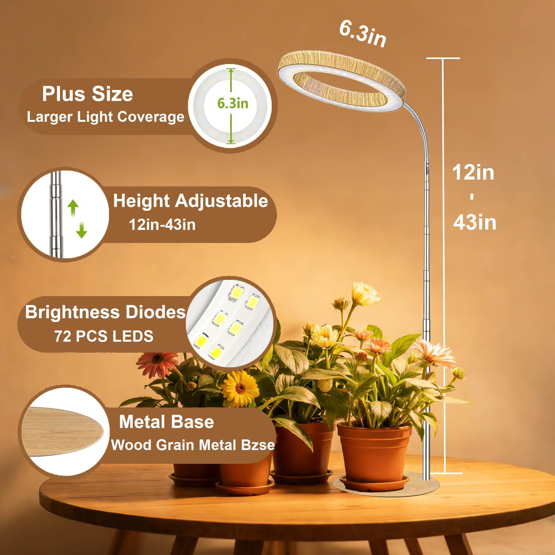 MUSELUCE 360-degree gooseneck provides precise illumination for hard-to-reach leaves