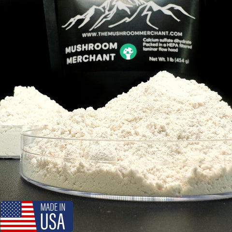 Mushroom Merchant gypsum powder packed in the USA ensures quality and consistency.