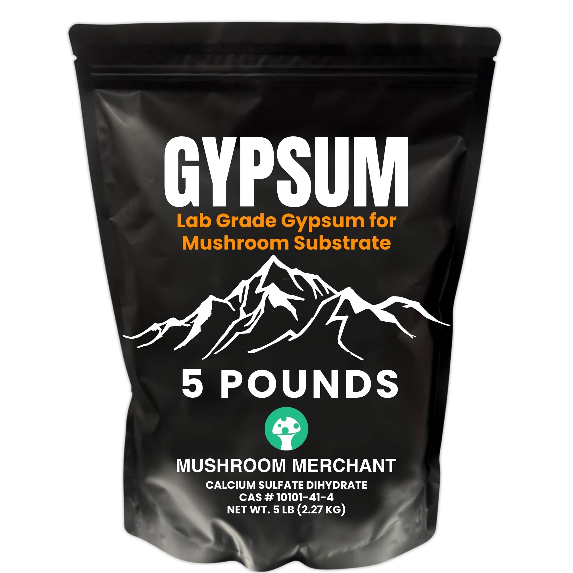 Mushroom Merchant gypsum powder for substrate promotes healthy mycelium growth and soil conditioning.