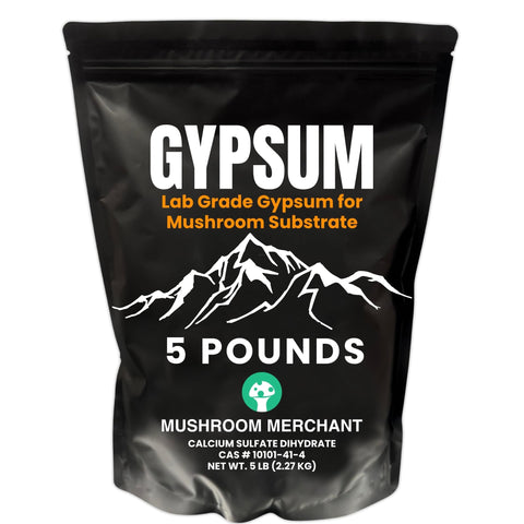 Mushroom Merchant gypsum powder for substrate promotes healthy mycelium growth and soil conditioning.