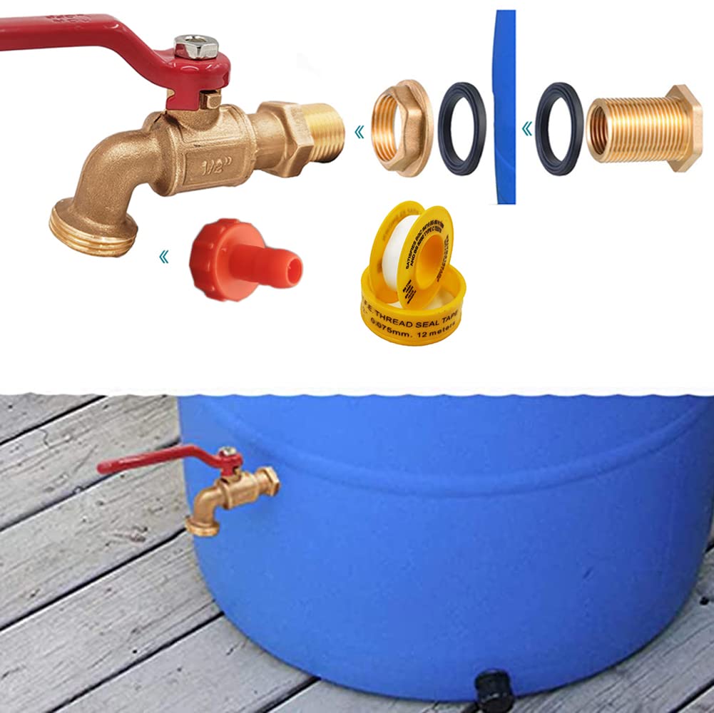 Musibo rain barrel spigot brass faucet kit for durable irrigation access