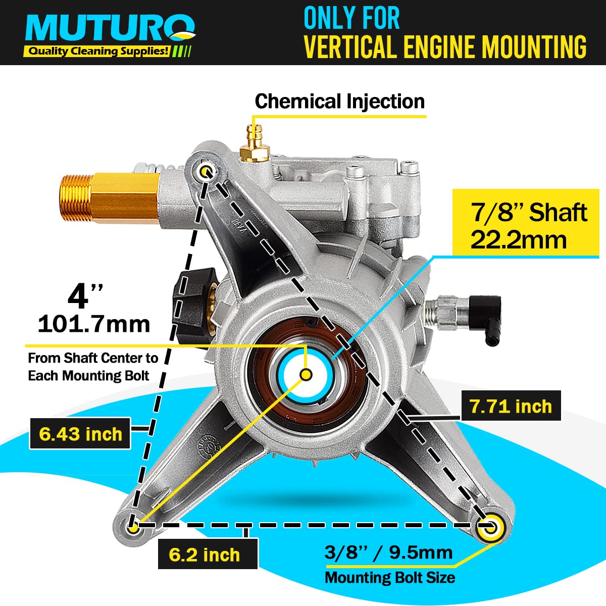 MUTURQ rear-facing outlet design reduces hose strain during use.