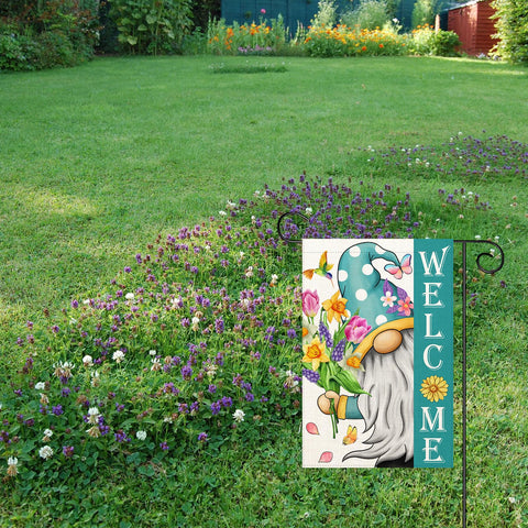Muwodut Garden flag fits standard flag poles for quick seasonal decorating.