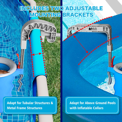 MUWOOB adjustable bracket fits inflatable collars, tubular frames, and metal pools.