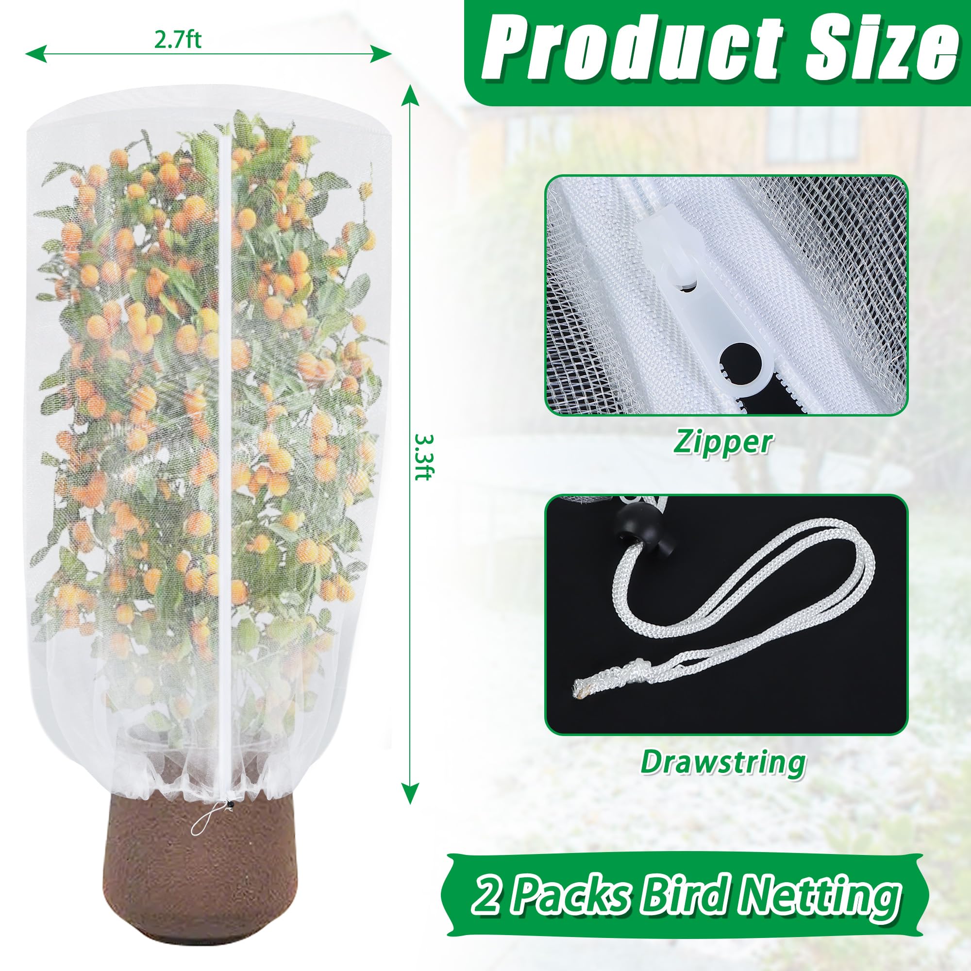 Muximud netting with zipper and drawstring simplifies quick secure installation.