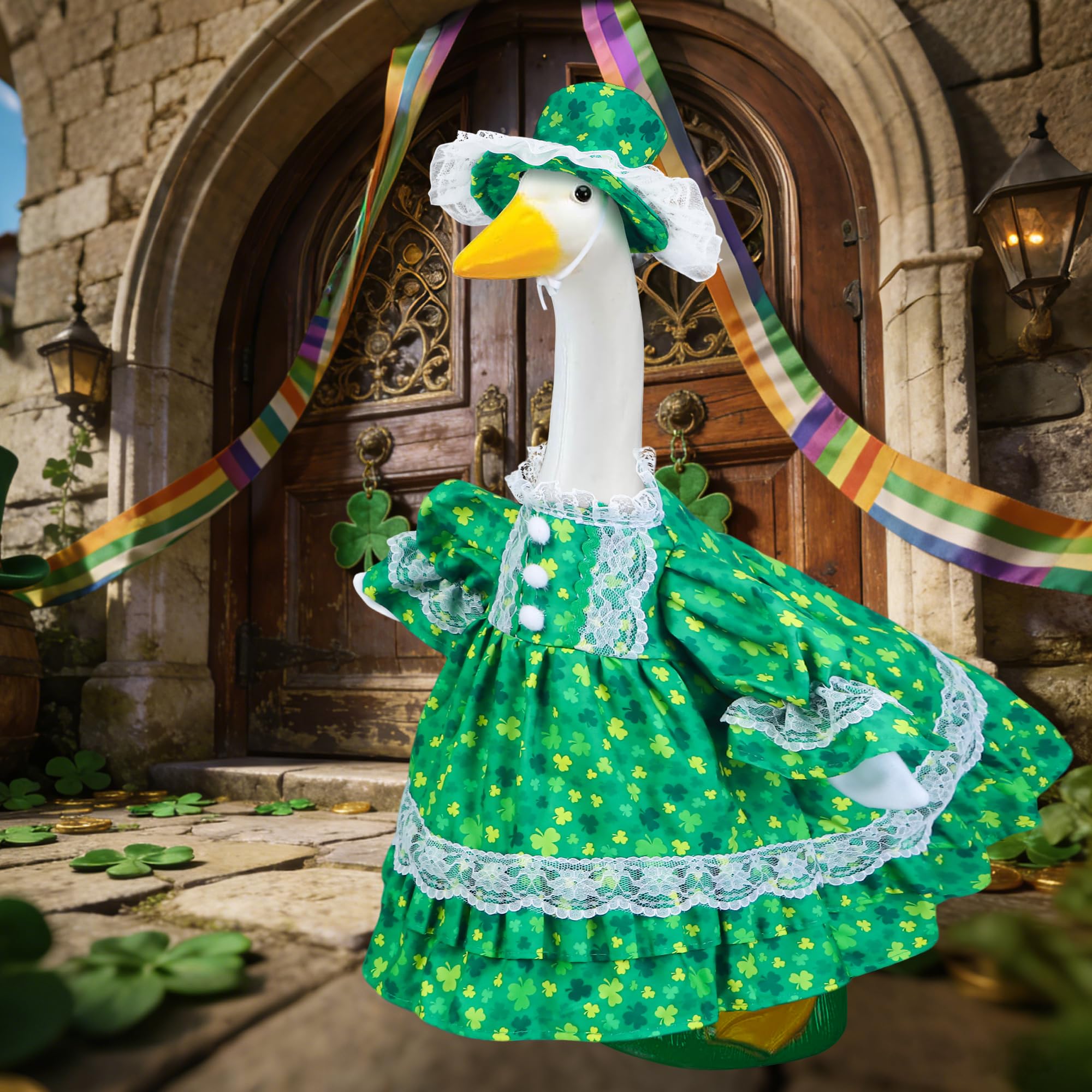Precise 23-inch goose fit shown on Muximud St Patrick's Goose Outfit