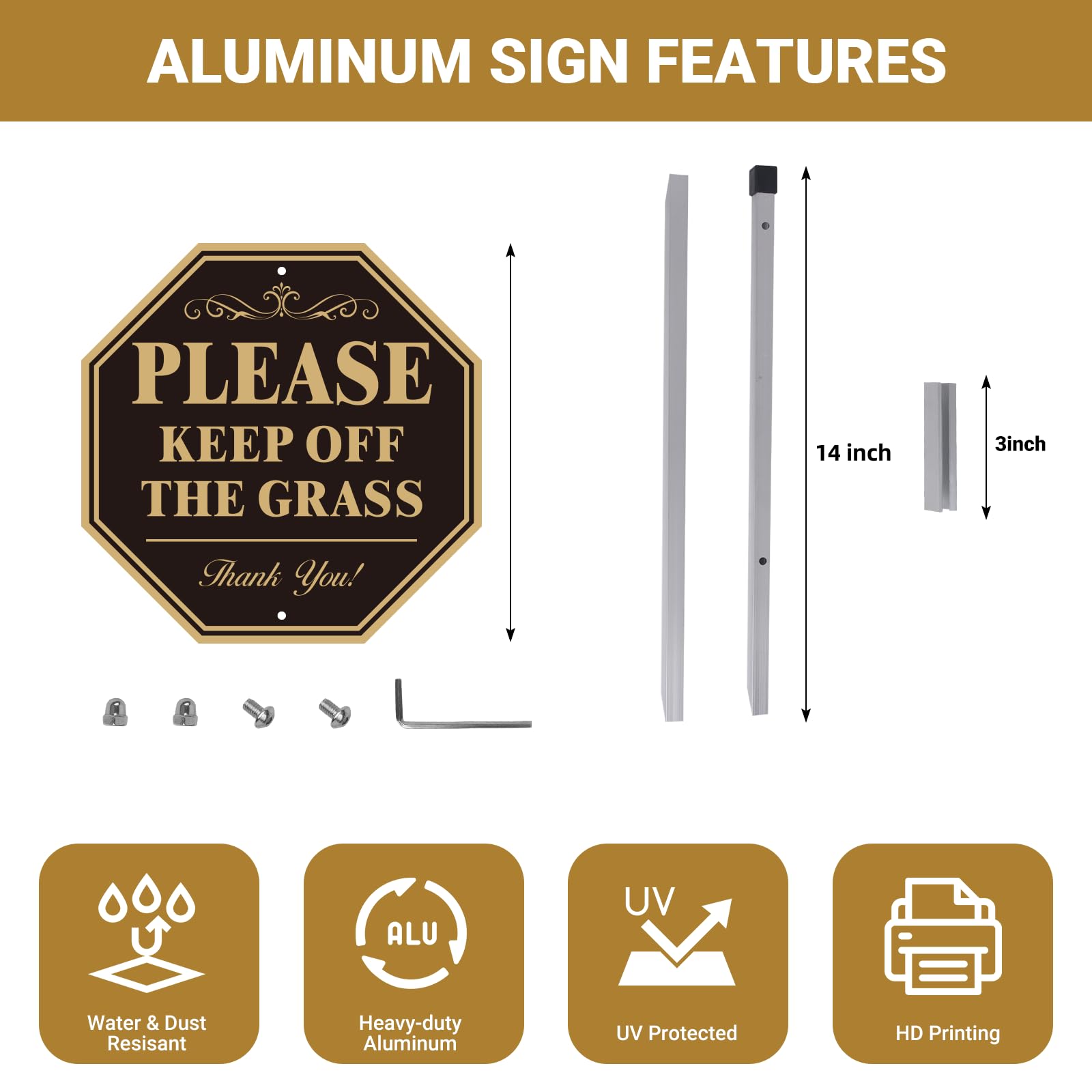MUXYH keep-off-grass-sign 28-inch stake shows sturdy yard boundary