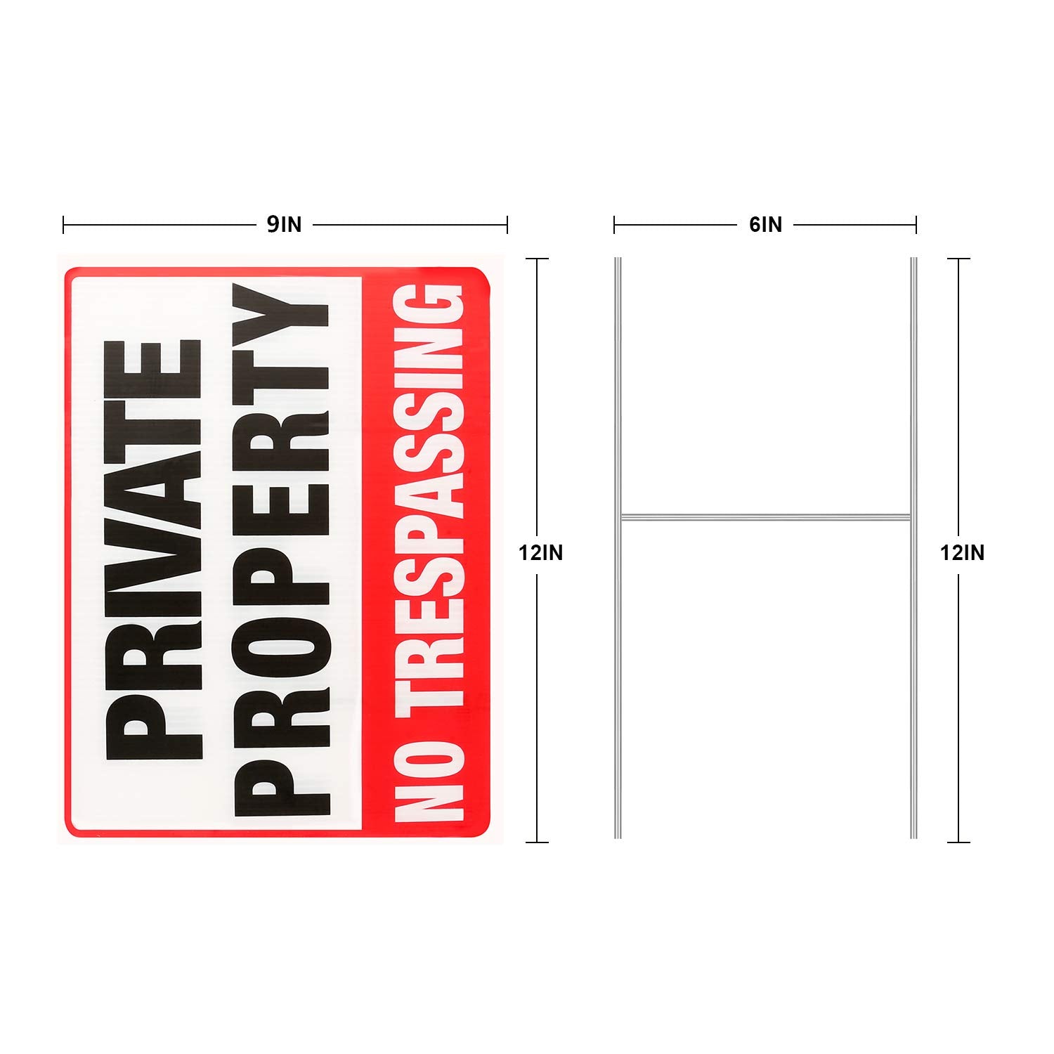 MUXYH no trespassing sign back view shows double-sided printing for visibility