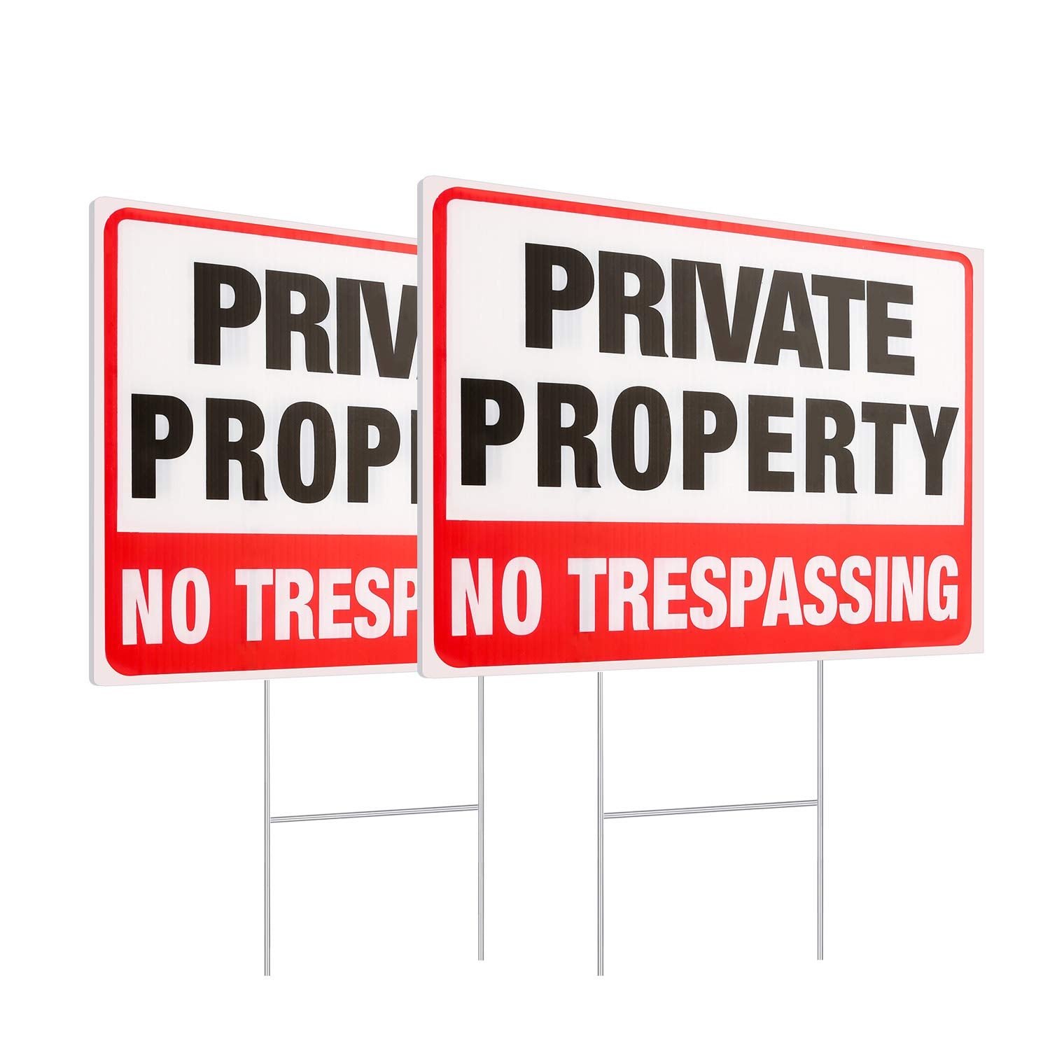 MUXYH private property sign front view with metal stake for clear warning