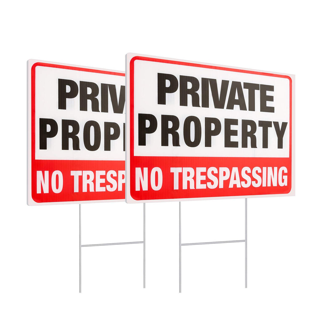 MUXYH private property sign front view with metal stake for clear warning