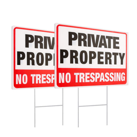 MUXYH private property sign front view with metal stake for clear warning