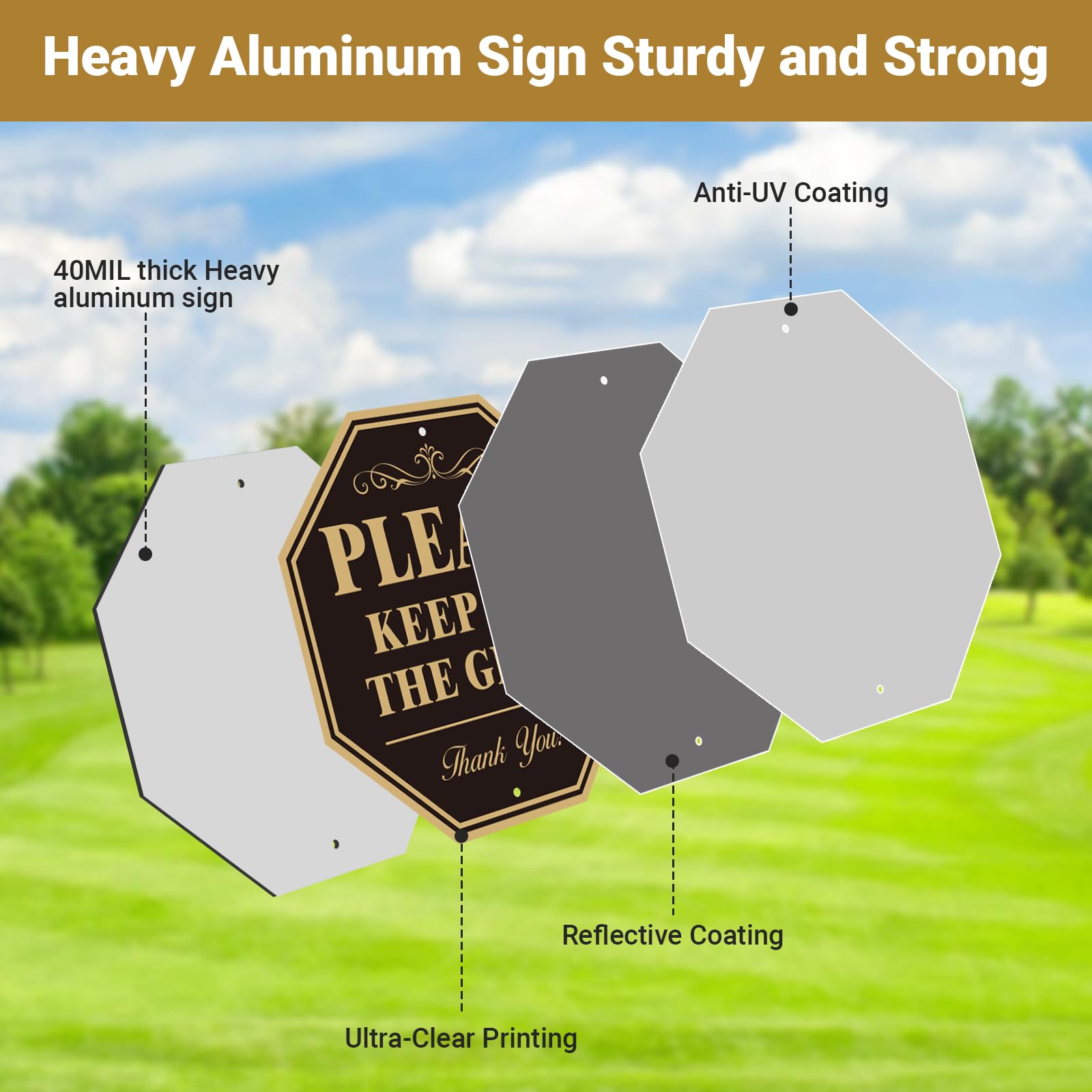 MUXYH yard sign 10x10 aluminum on front lawn shows clear boundary
