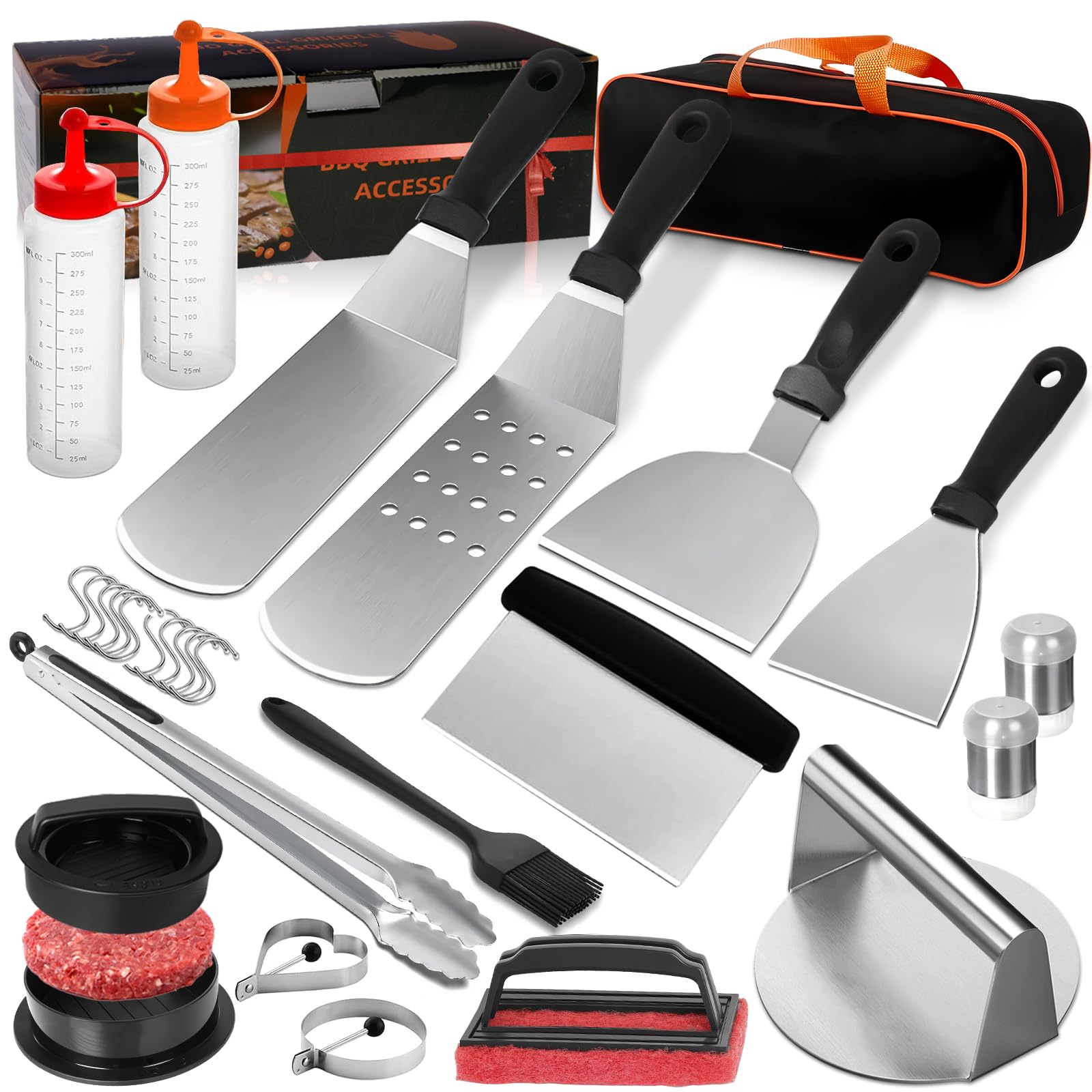 MUYFIO flat-top grill spatulas for precise flipping and even heat handling.