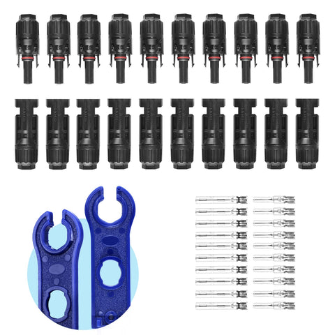 MUYi solar connector set demonstrates 42 pieces for versatile PV wiring.