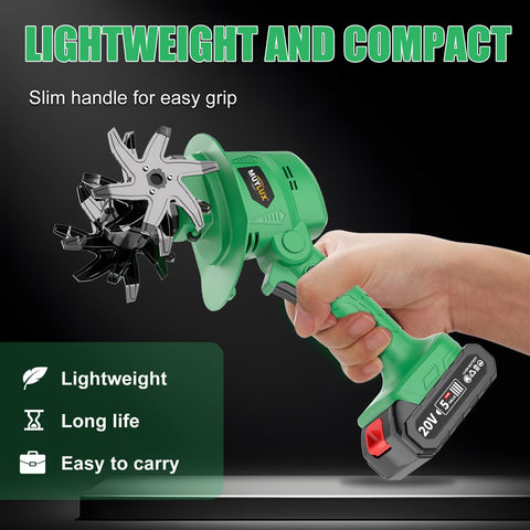 Muylux 20V tiller kit includes two batteries and charger for continuous work.