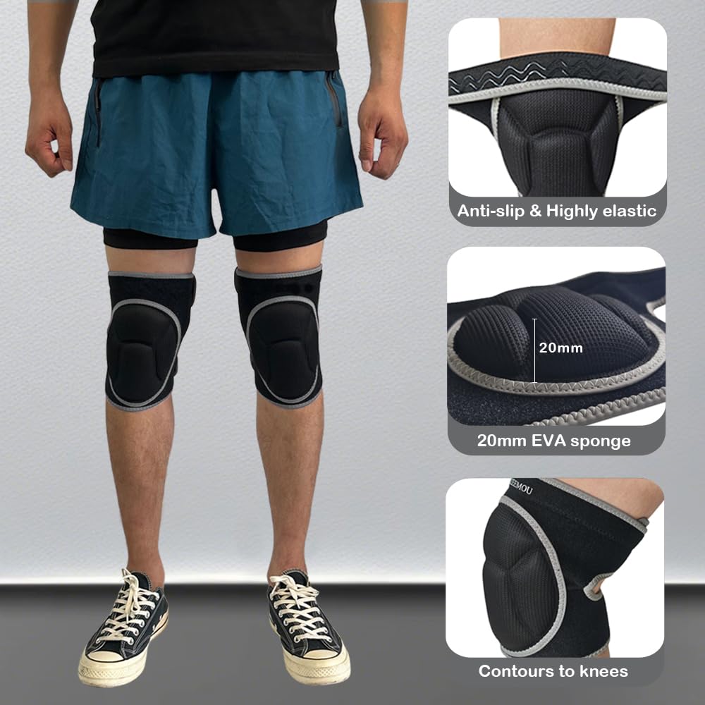 MUZEEMOU knee pads non-slip texture prevents accidents on wet surfaces