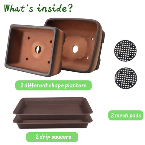 MUZHI unglazed rectangle pot promotes air flow to roots.