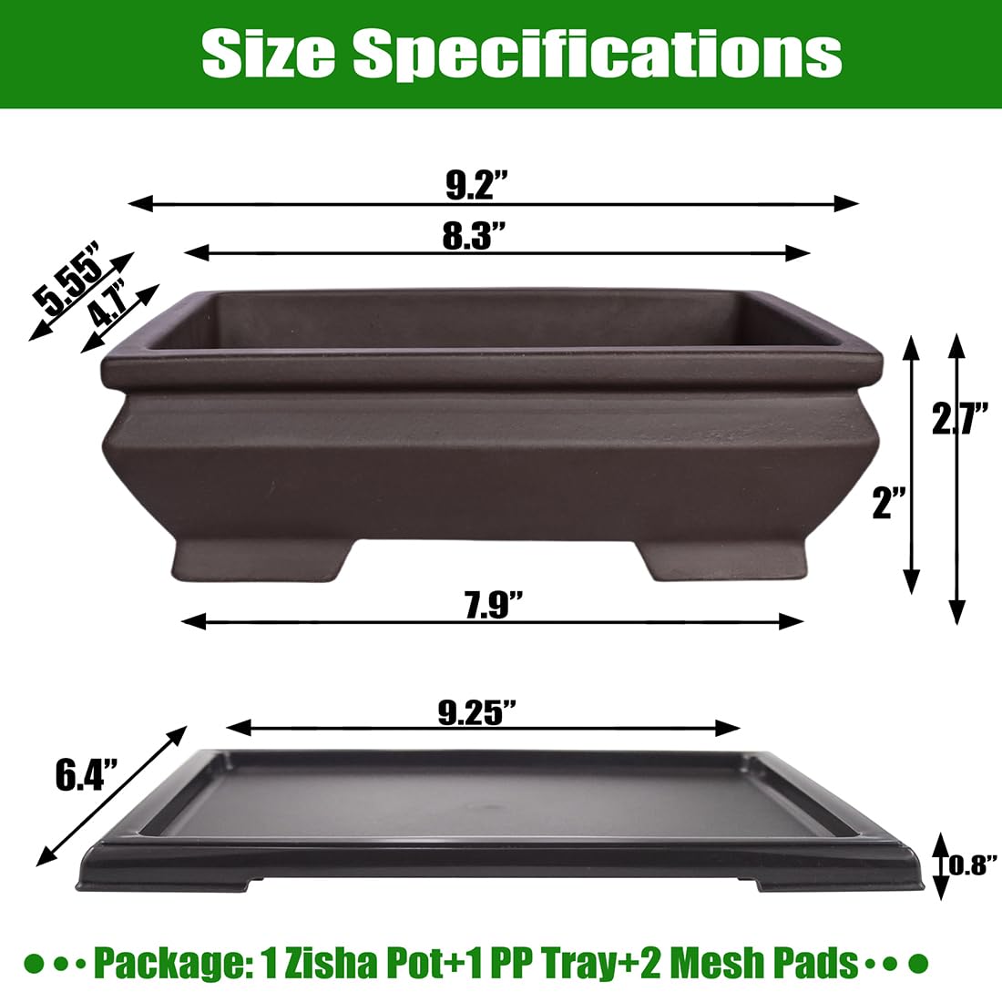 MUZHI bonsai pot with drip tray supports tidy watering and moisture control.
