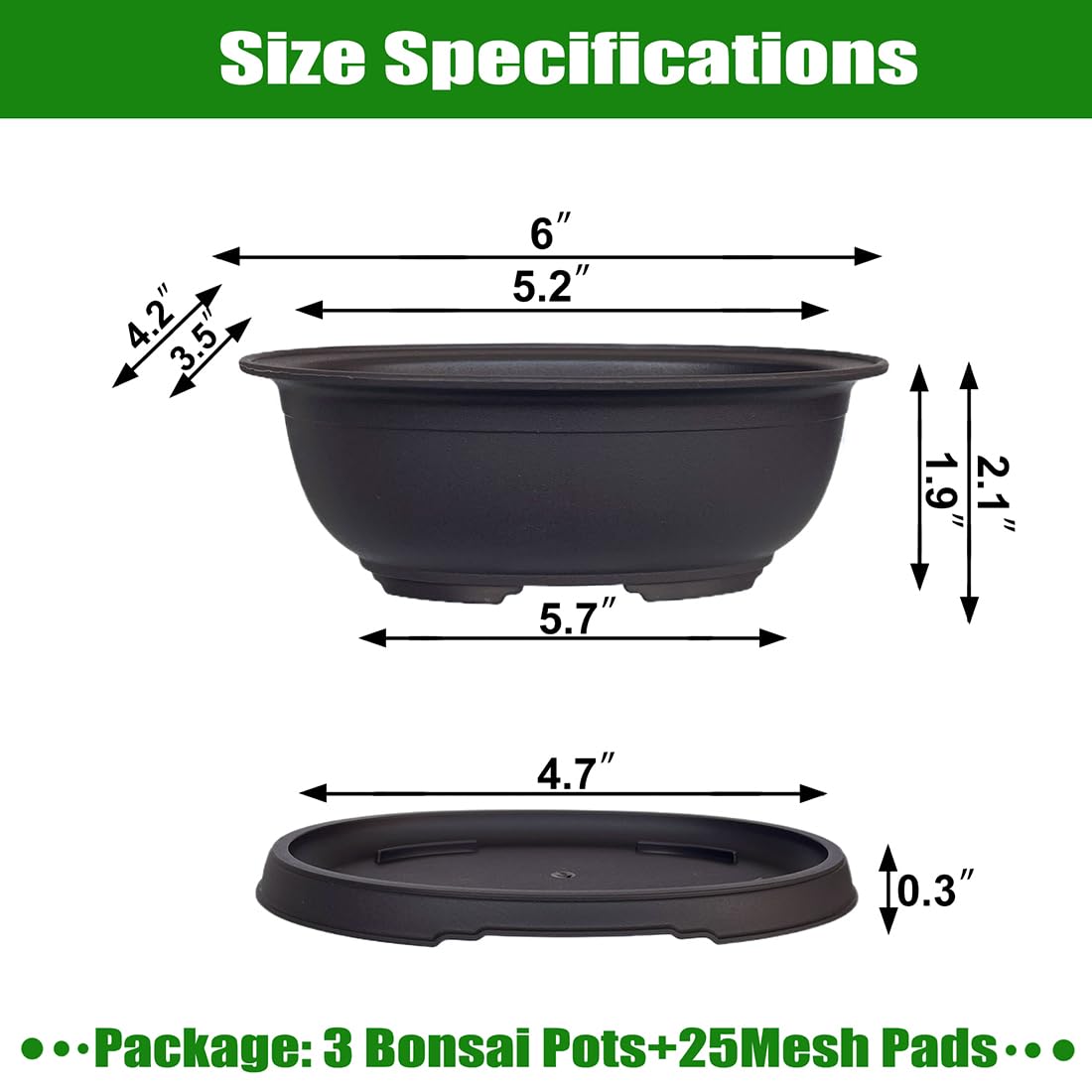 MUZHI oval bonsai pot side view shows durable matte exterior.