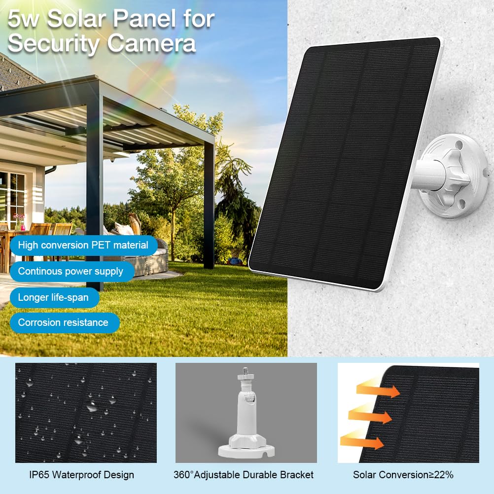 MUZUZZI solar panel absorbs sun to keep battery cameras topped up