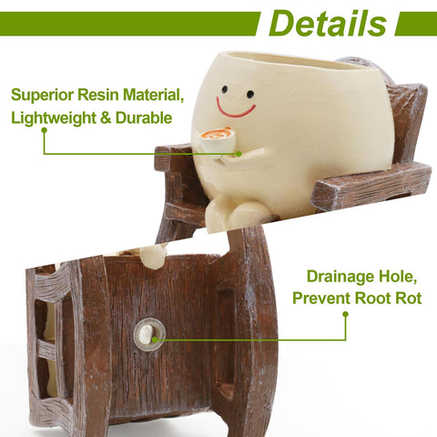 MUZZIOU Smiley Planter back view highlighting compact indoor-outdoor use.