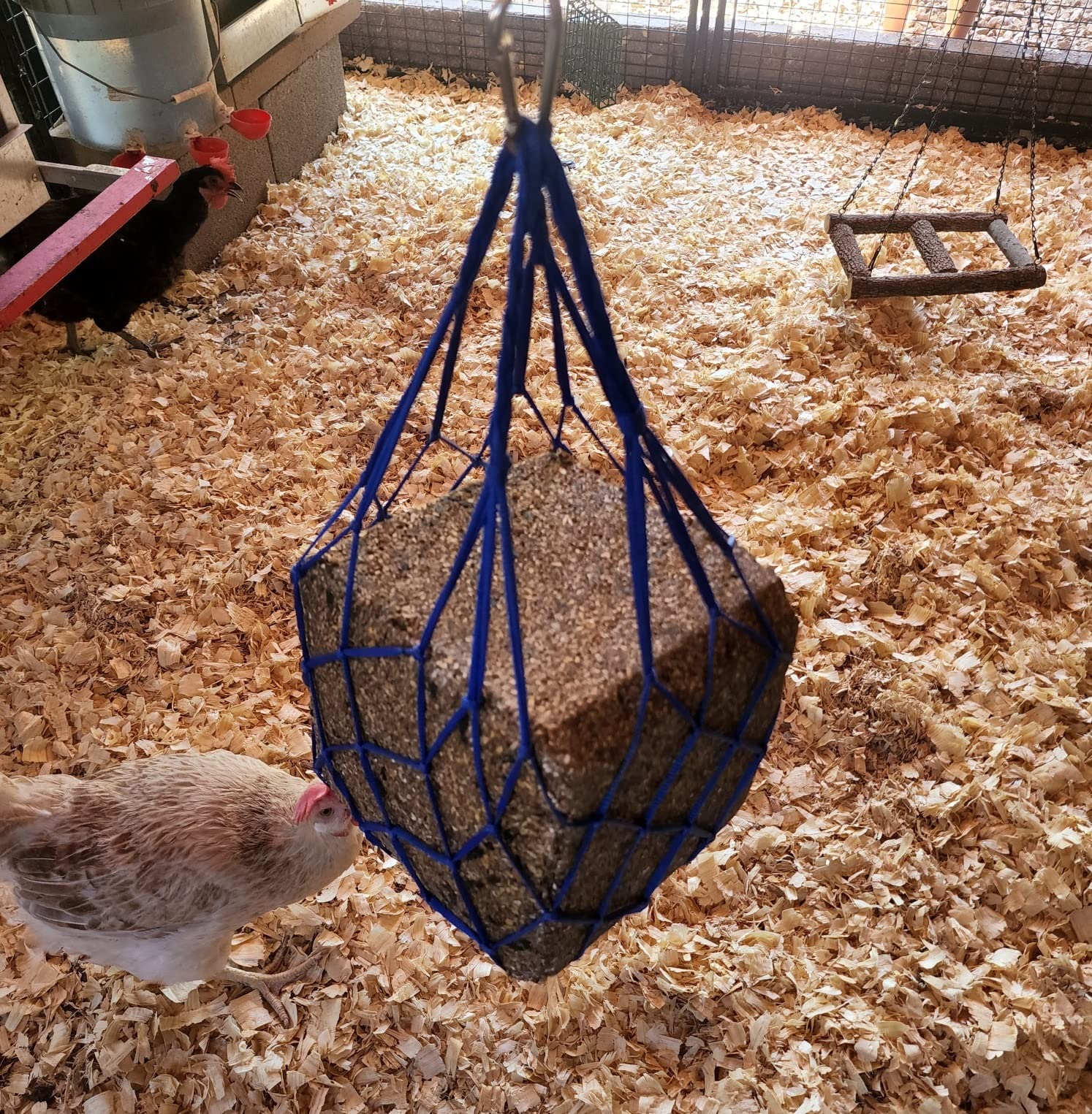 Muzzys blue chicken coop treat bag made from sturdy nylon material