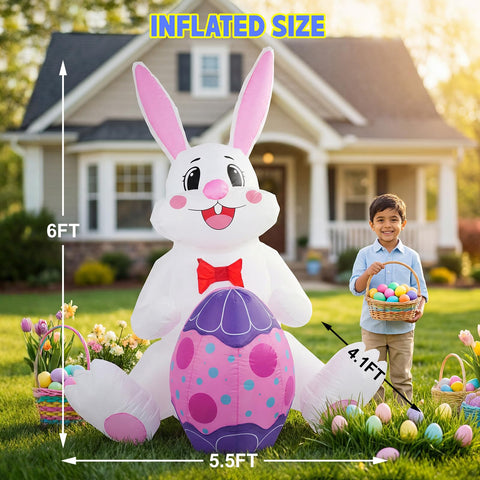 MVP BOY built-in LED glow enhances nighttime Easter yard decor.