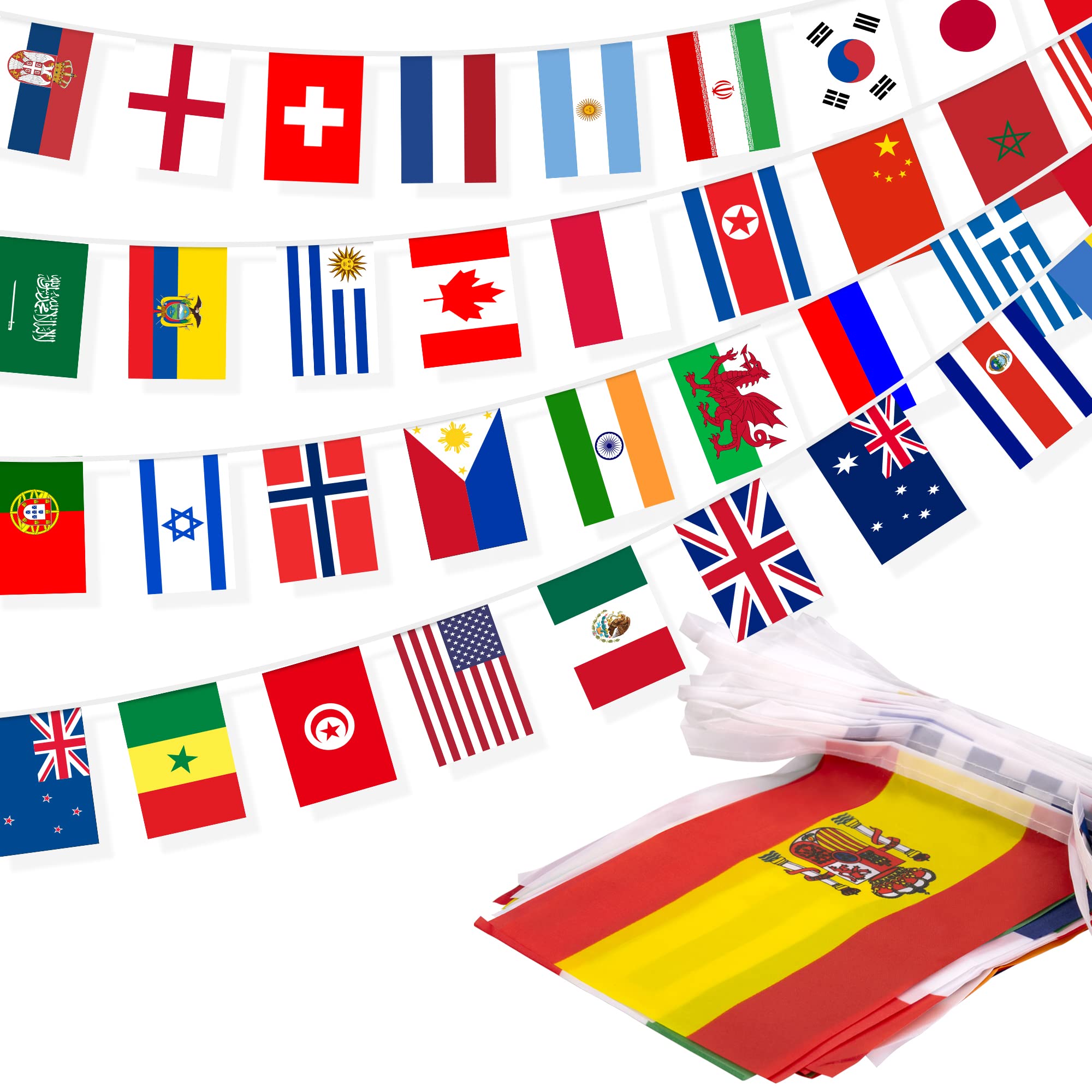 MVPRING 100 Countries flags banner in vivid colors for global celebrations.