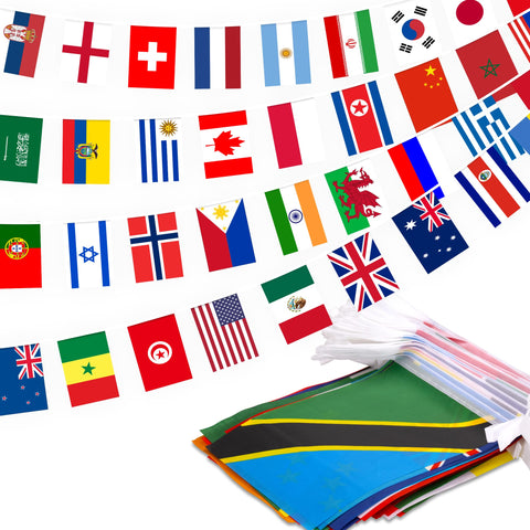 MVPRING 200 Countries flag bunting on an 184-foot banner for large gatherings.